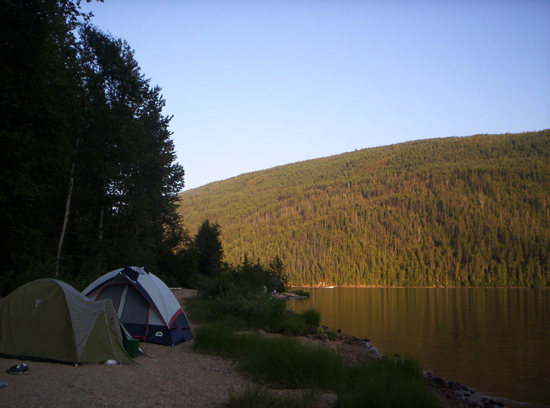 Camping by Barriere Lake, British Columbia; photo courtesy Justin Kopp